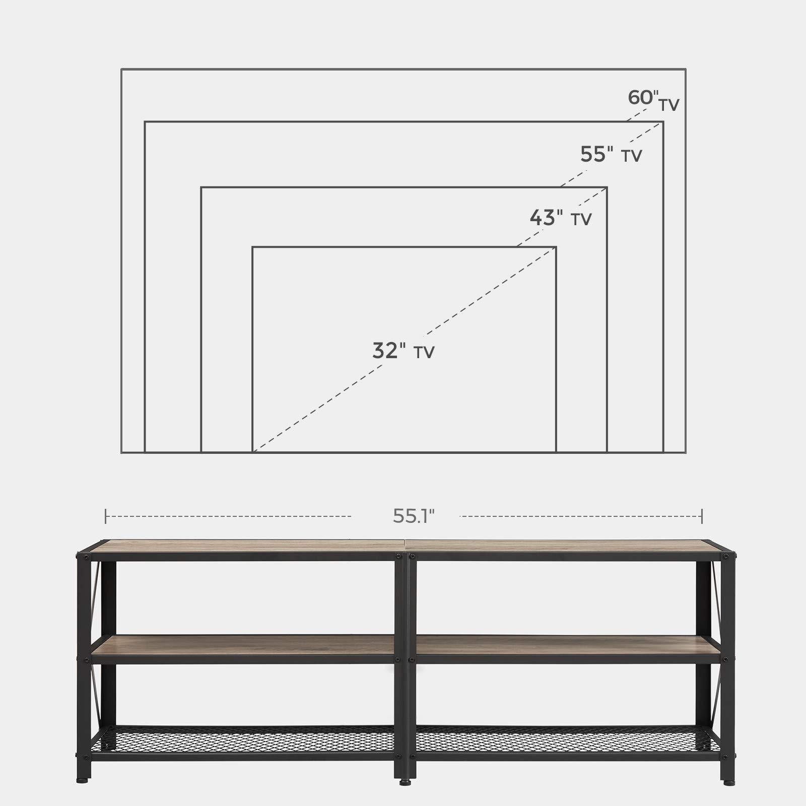 Living Room Rustic Brown And Black 3-tier Console Industrial Style Tv Stand Table For Tv Up To 60 Inches