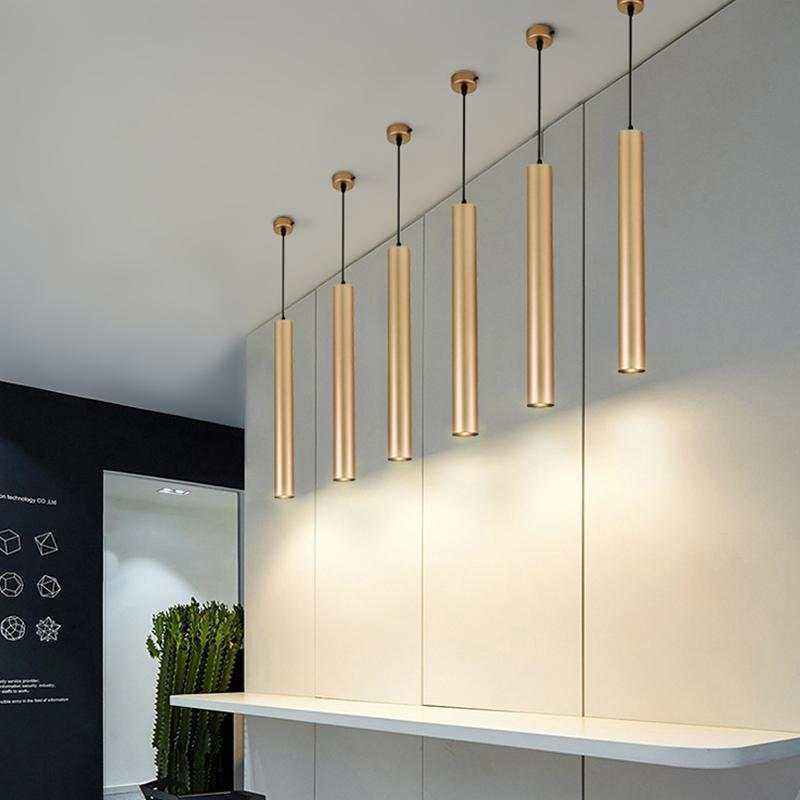 LED Modern Pendant Lamp for Kitchen Dining Room Decoration Cylinder Pipe Pendant Light Long Tube Aluminum Pendant Lamp