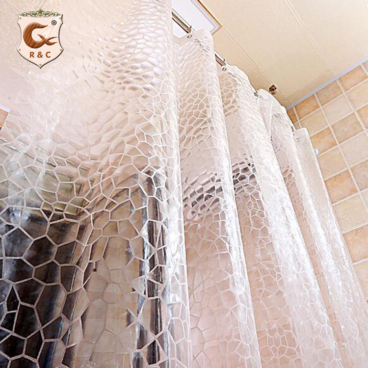 Wholesale Anti-Microbial Peva Shower Curtain Liner Clear Waterproof 3d Transparent Digital Printing Shower Curtains For Bathroom