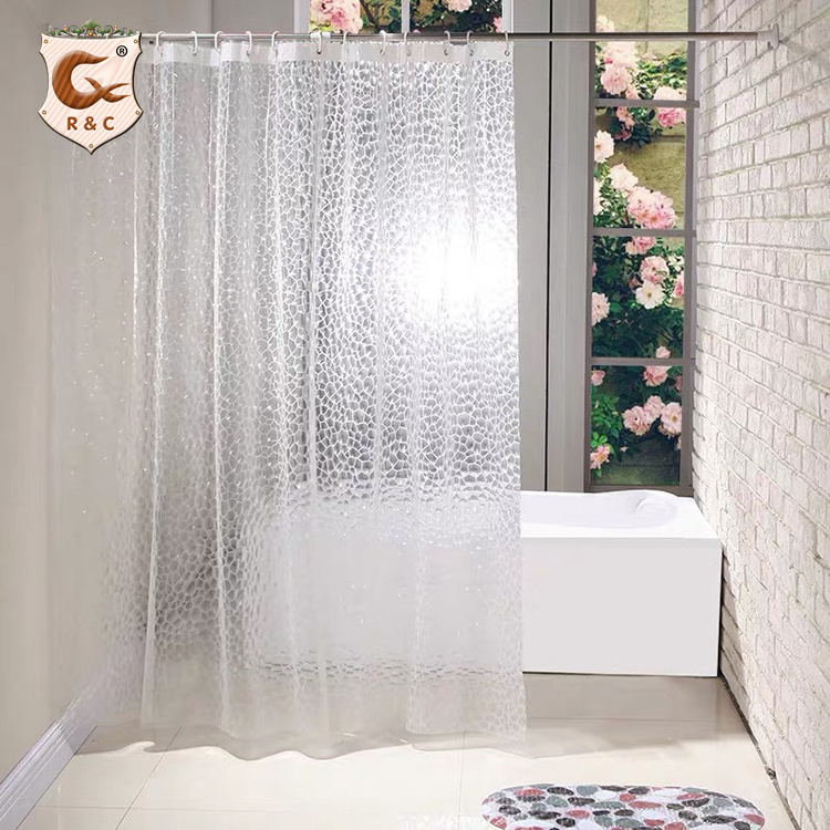 Wholesale Anti-Microbial Peva Shower Curtain Liner Clear Waterproof 3d Transparent Digital Printing Shower Curtains For Bathroom