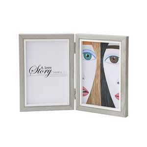 4x6" Double Picture Frame Vertical Hinged Photo Frame 2/3/4/5 Opening Folding Family Frames Collage with Real Glass