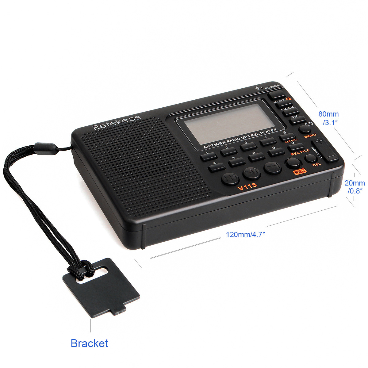 radio all band radio FM AM Sw MP3 recorder Rechargeable Digital 3.5 mm AUX input LCD backlight