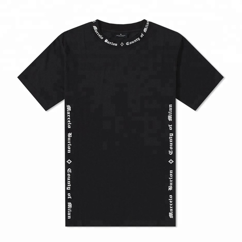 SanDian 190G Men's Black 95 Cotton 5 Spandex T shirt O Neck Side Screen Printing T Shirt Men Graphic T shirts