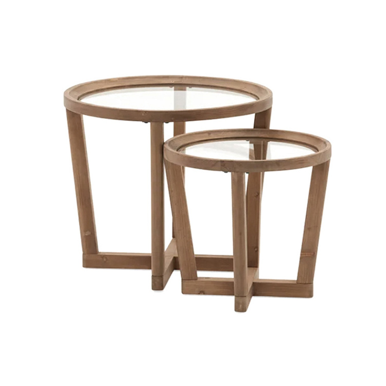 Living Room Unique Small Tea Table Professional Packaging Coffee Table With Wooden Legs And Glass Top