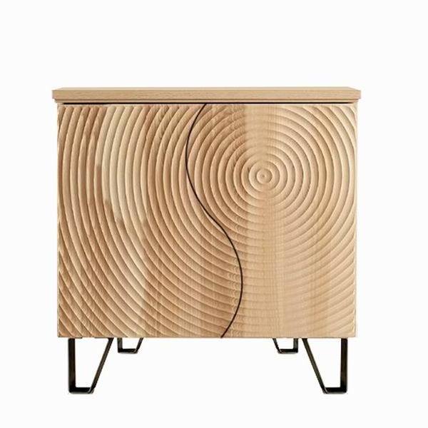 New Design Modern Black Sideboard Nordic Style Natural Display Wooden And Iron Living Room Storage Cabinet