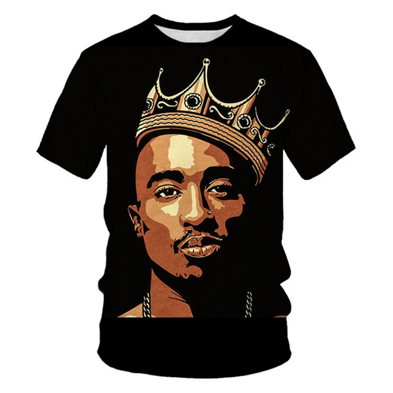 Free Shipping Ready to Ship High Quality Customized Polyester Cotton Men 3D Graphic Tee T Shirt 2pac Clothing