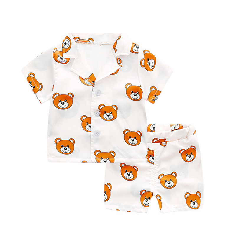 Short Sleeve Child Blouse Tops Shorts Sleepwear Pajamas Kids Clothes Baby Pajama Sets Boys Girls Cartoon Deer Print Outfits Set