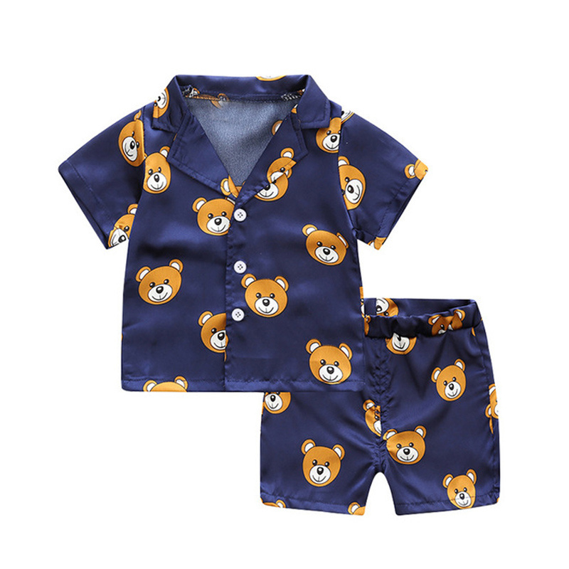 Short Sleeve Child Blouse Tops Shorts Sleepwear Pajamas Kids Clothes Baby Pajama Sets Boys Girls Cartoon Deer Print Outfits Set