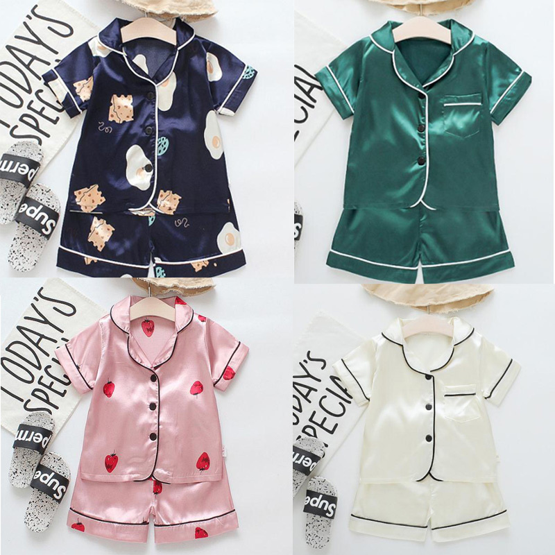 Short Sleeve Child Blouse Tops Shorts Sleepwear Pajamas Kids Clothes Baby Pajama Sets Boys Girls Cartoon Deer Print Outfits Set