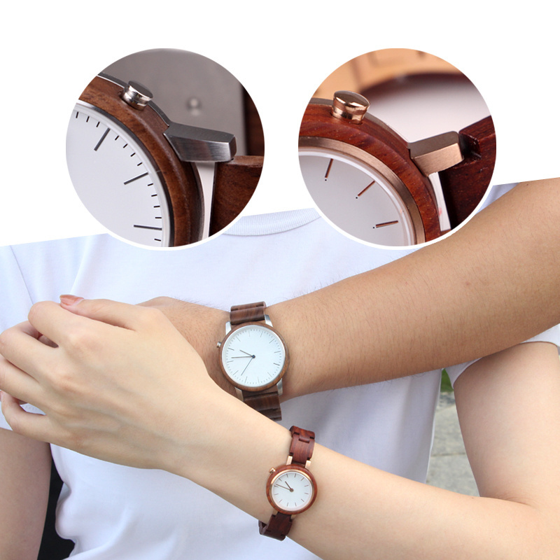 SOPEWOD Luxury Waterproof Sapphire Glass Stainless Steel Wooden Couple Watches for Men and Women