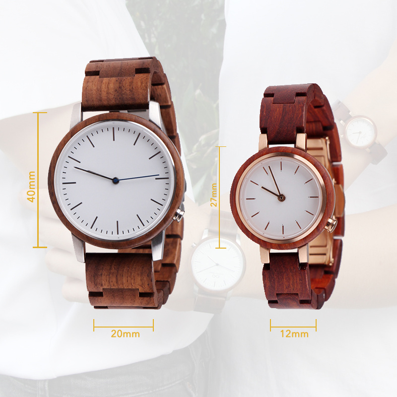 SOPEWOD Luxury Waterproof Sapphire Glass Stainless Steel Wooden Couple Watches for Men and Women