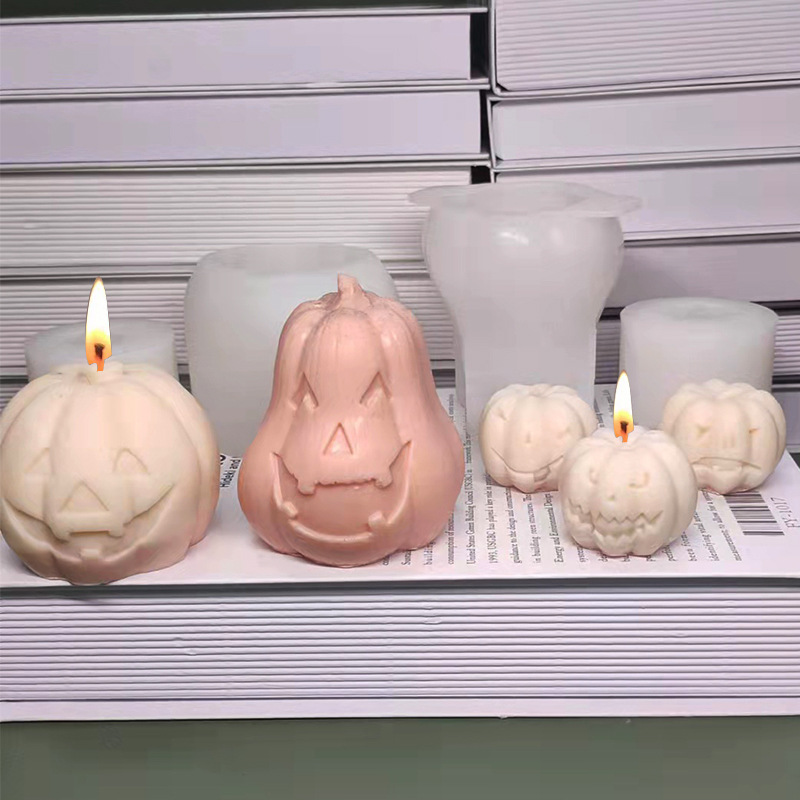 Halloween day Gift pumpkin shape custom luxury silicone silicon resin Candle wax jar making Mold silicone for 3d candle making