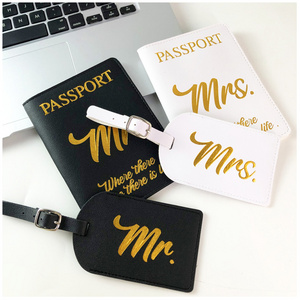 Wholesale Blank Sublimation Travel Gifts Wedding Favor Pu Leather Passport Cover Mr Mrs Passport Cover And Luggage Tag Set