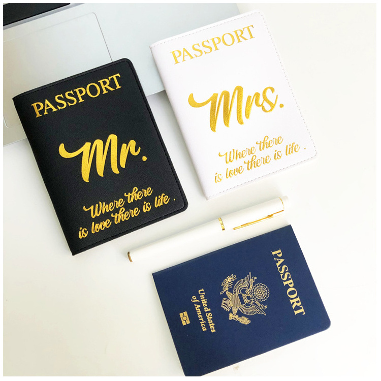 Wholesale Blank Sublimation Travel Gifts Wedding Favor Pu Leather Passport Cover Mr Mrs Passport Cover And Luggage Tag Set