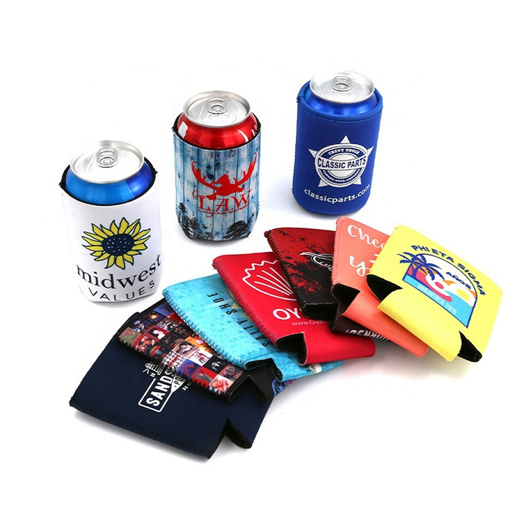 Personalized Custom Logo Sublimation Blank Beer Can Coozies Screen Printing  12Oz Insulated Neoprene Foam Collapsible Koozy