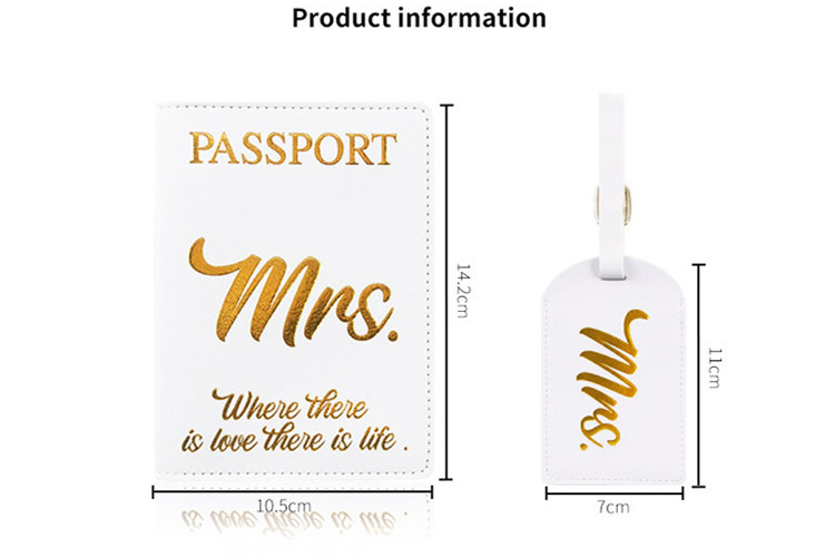 Wholesale Blank Sublimation Travel Gifts Wedding Favor Pu Leather Passport Cover Mr Mrs Passport Cover And Luggage Tag Set