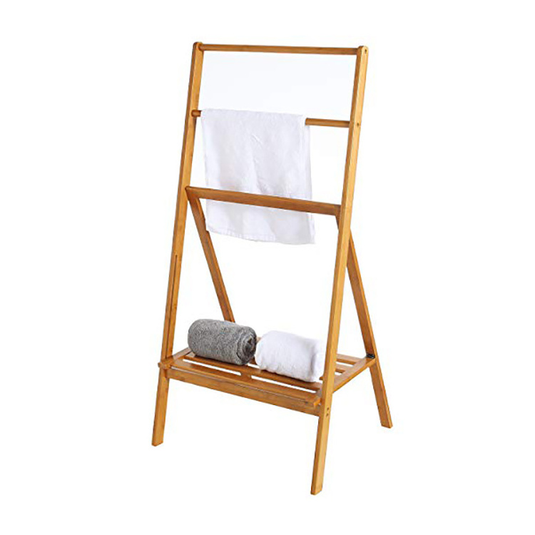 4 Tier Bamboo Wooden Bathroom Shower Bath Towel Holder Rack wood towel holder bathroom bamboo towel rack