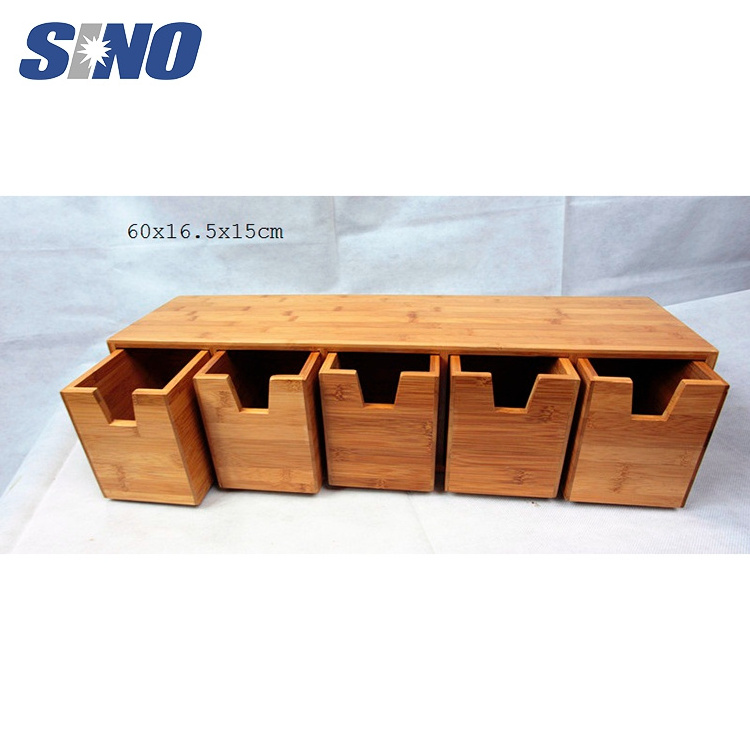 American Style Bamboo Seasoning Organizer 5 Mini Drawers for Kitchen Spice Storage Eco-Friendly Standing Type Storage Holders