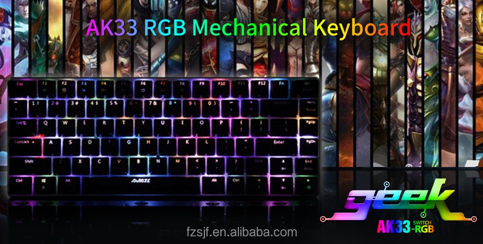 Ajazz AK33 anti - ghosting compact 82 keys backlit pc mechanical keyboard gaming for gamer