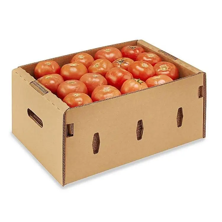 Recycle Wholesale Custom Corrugated Folding Fruit Vegetable Box Mango Apple Orange Banana Shipping Box Packaging for tomatoes