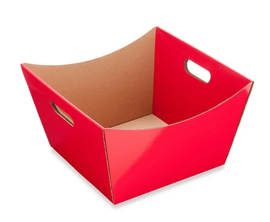 Wholesale Large Hamper Corrugated Cardboard Basket Paper Tray with Handle Hools