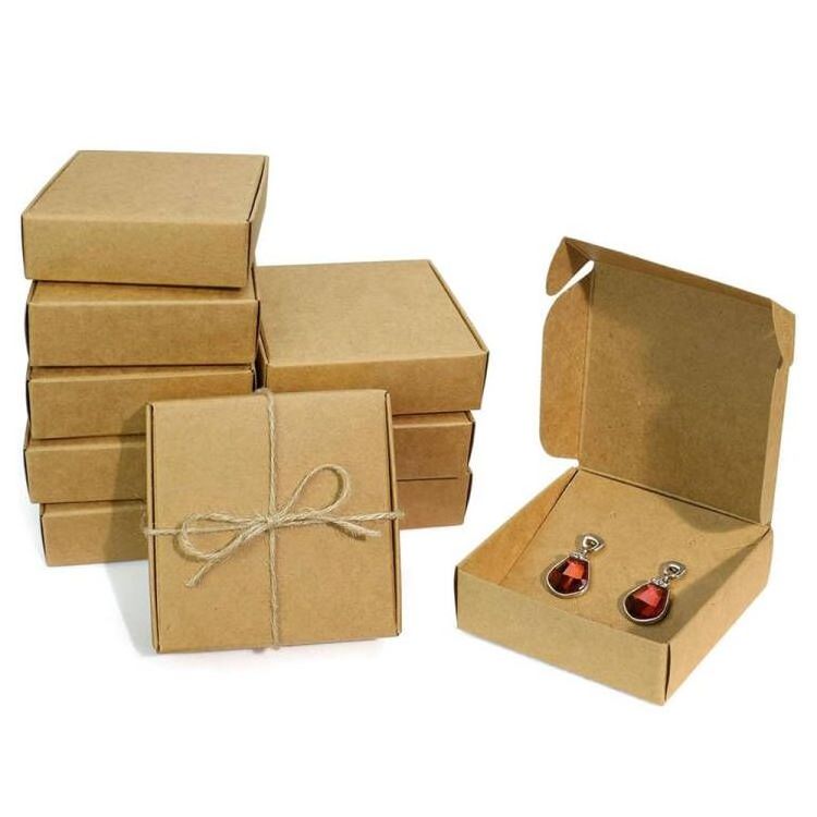 small Kraft Paper Jewelry Gifts Wrapping Box  Multi-purpose Accessories Packaging gift boxes for Handmade Earrings Necklaces