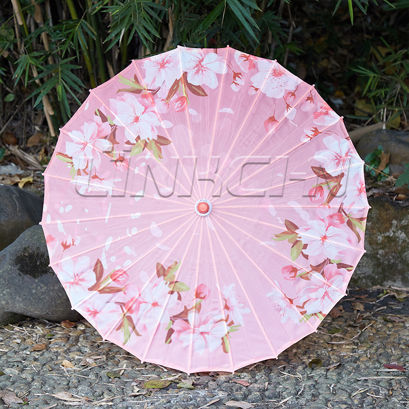 Paper parasols umbrella outdoor wedding favor gift flower straight bamboo frame oilpaper parasol Japanese silk wood umbrella