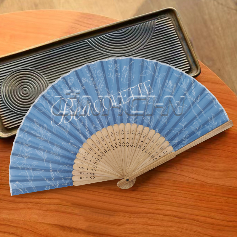 affordable promotional bamboo silk folding hand fan