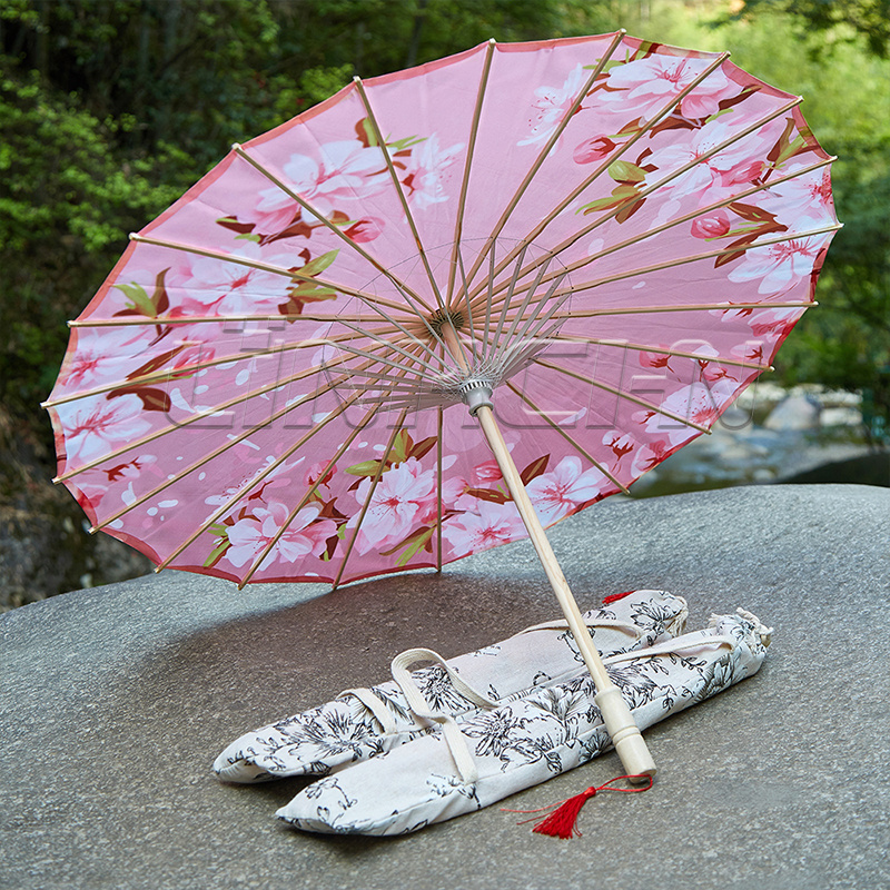 Paper parasols umbrella outdoor wedding favor gift flower straight bamboo frame oilpaper parasol Japanese silk wood umbrella