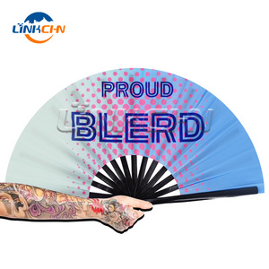 personalized 33cm kung fu handheld black hand fan