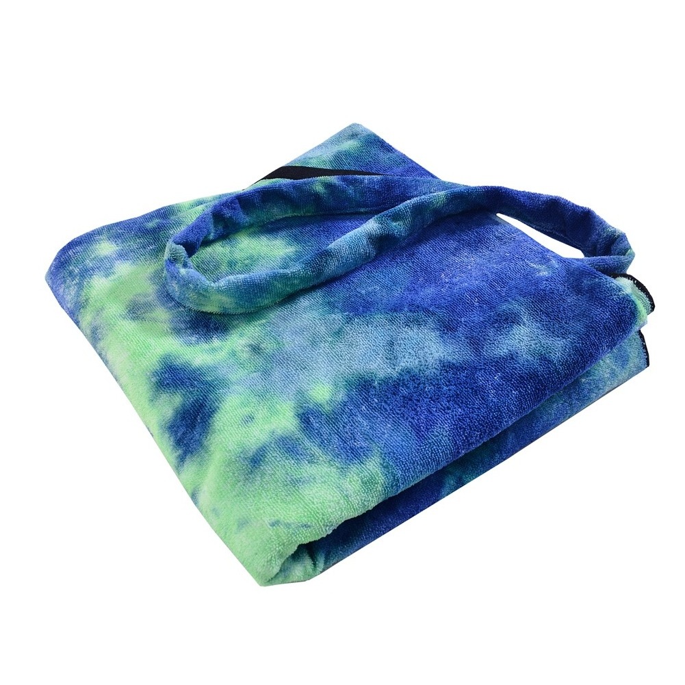 Pool Lounge Chaise Towel Sun Lounger Cover with Side Storage Pockets Tie Dye Superfine Fiber Beach Chair Cover