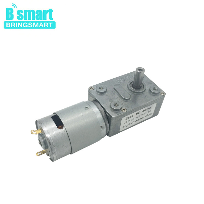 BringSmart JGY-385 24v dc gear motor small carbon brushed dc worm gear motor self-lock for rotating table dc motor with gearbox