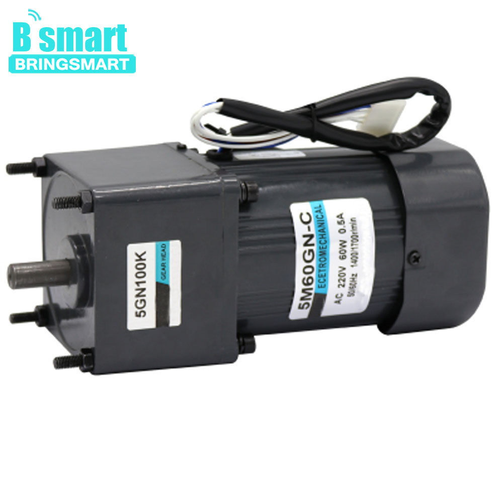 BRINGSMART 5M60GN-C 60W speed controller 220v synchronous motor with 90*90mm gearbox 7.5rpm 100kgf.cm 3 phase ac induction motor