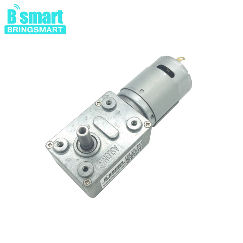 BringSmart JGY-385 24v dc gear motor small carbon brushed dc worm gear motor self-lock for rotating table dc motor with gearbox