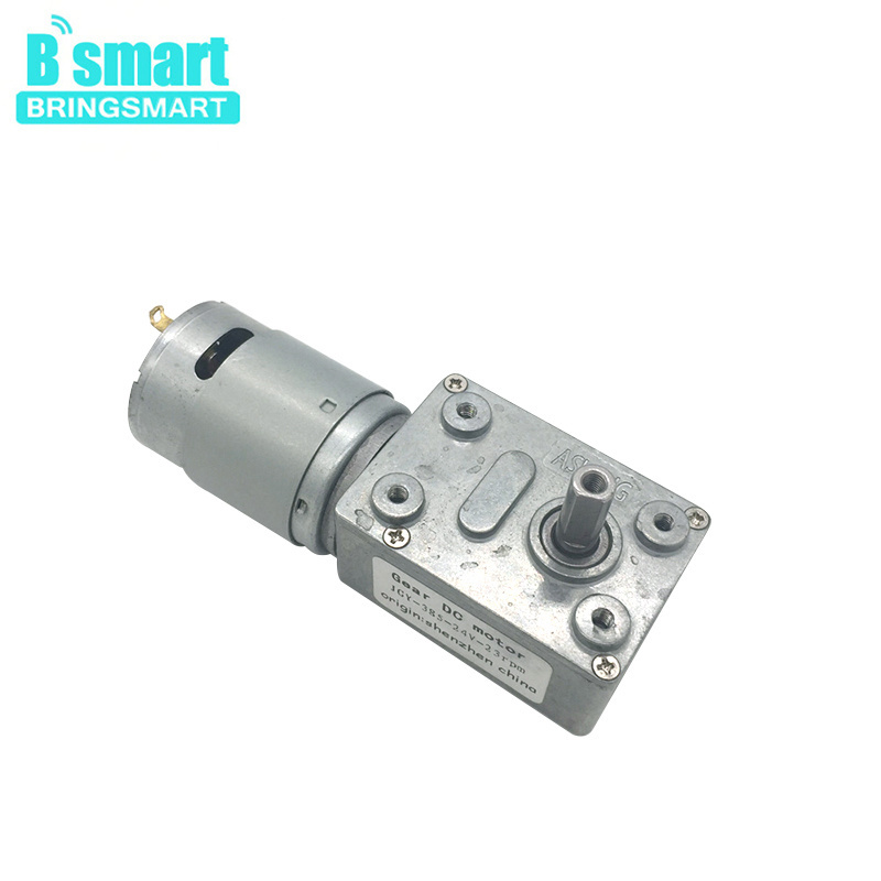 BringSmart JGY-385 24v dc gear motor small carbon brushed dc worm gear motor self-lock for rotating table dc motor with gearbox