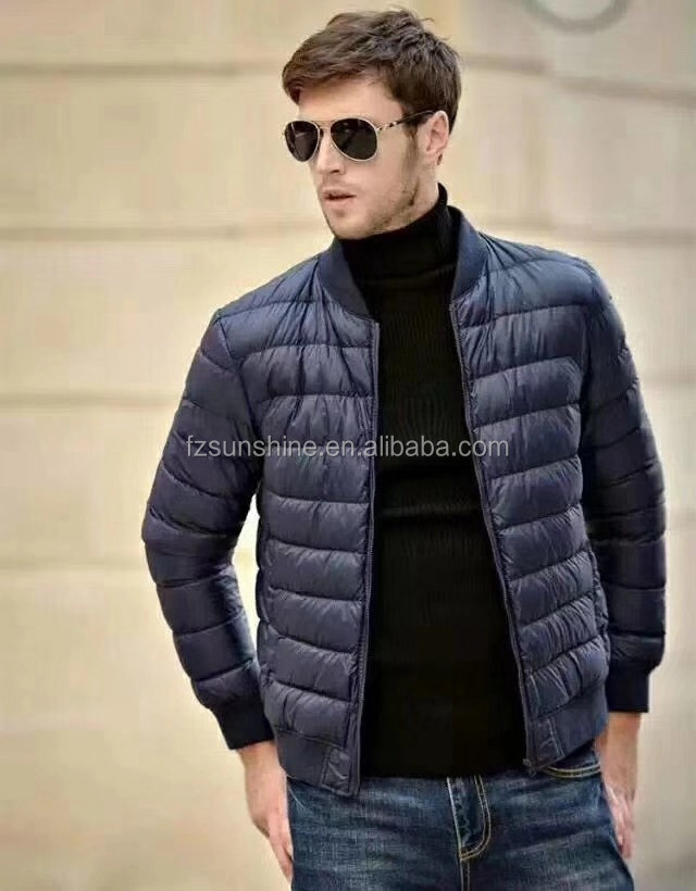 90% down 10% feather Windproof Quilted ultra Lightweight Down Black Men's Bomber Jacket men custom logo bomber jacket wholesale