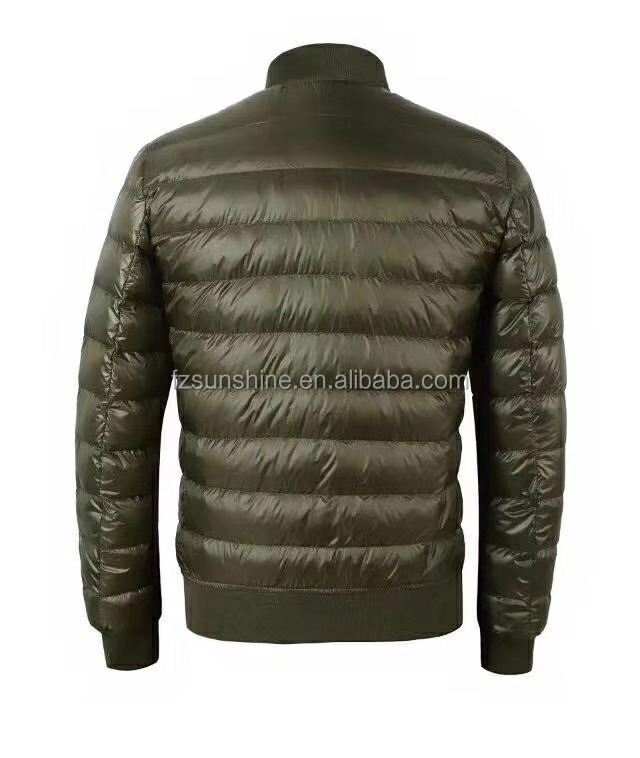 90% down 10% feather Windproof Quilted ultra Lightweight Down Black Men's Bomber Jacket men custom logo bomber jacket wholesale