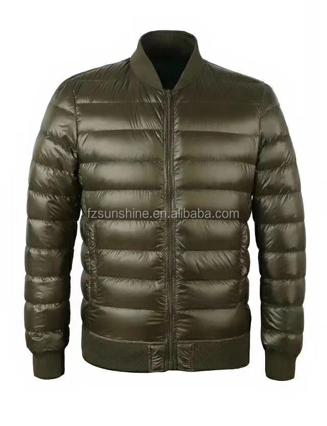 90% down 10% feather Windproof Quilted ultra Lightweight Down Black Men's Bomber Jacket men custom logo bomber jacket wholesale