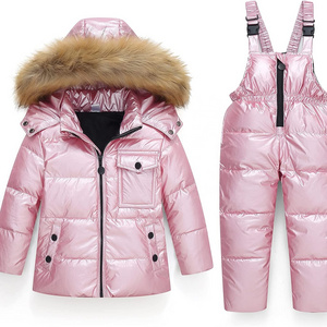 Newest design winter warm kids jacket waterproof jumpsuit ski snow suit for body girls