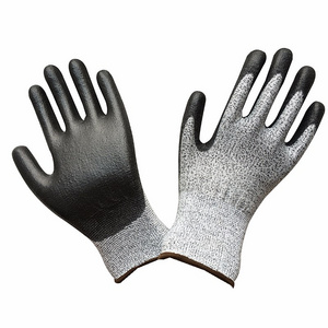 Anti cut liner nitrile sandy coated palm rubber  mechanical nitrile coated work glove