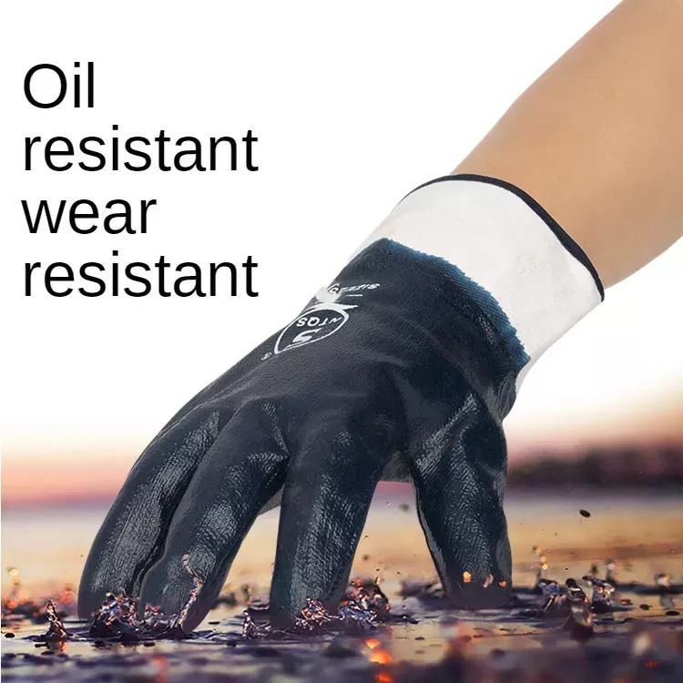 Industry oil resistance Construction Glove Long Cuff Fully Nitrile Coated chemical resistance Safety Gloves