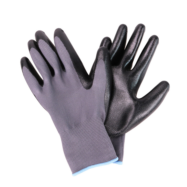 Anti cut liner nitrile sandy coated palm rubber  mechanical nitrile coated work glove