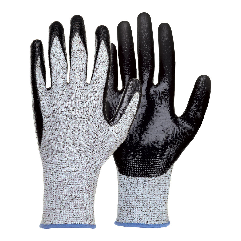 Anti cut liner nitrile sandy coated palm rubber  mechanical nitrile coated work glove