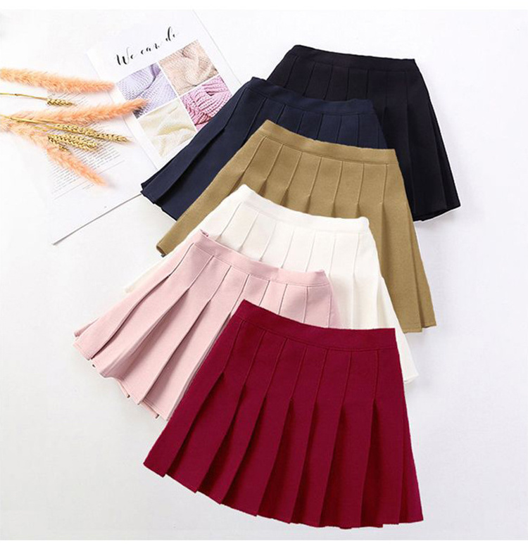 High Quality British Style Girls Student Skirt Design Navy Blue Half Skirt School Uniform Pleated Skirt