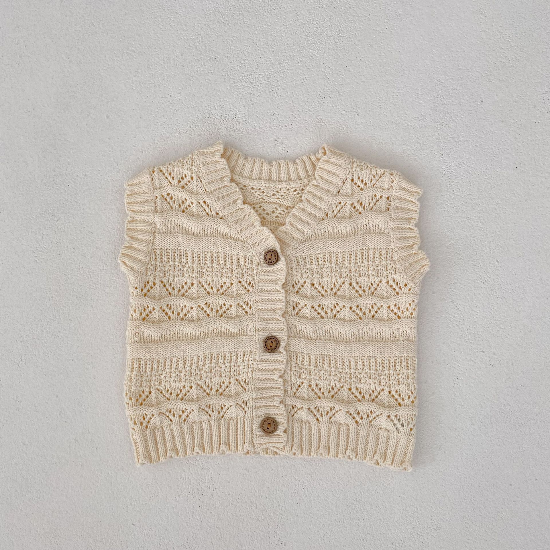 Boys and Girls Baby Crocheted V-neck Knitted Cardigan Sweater Vest Coat Baby Girl Clothes 0-3 Months