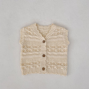 Boys and Girls Baby Crocheted V-neck Knitted Cardigan Sweater Vest Coat Baby Girl Clothes 0-3 Months