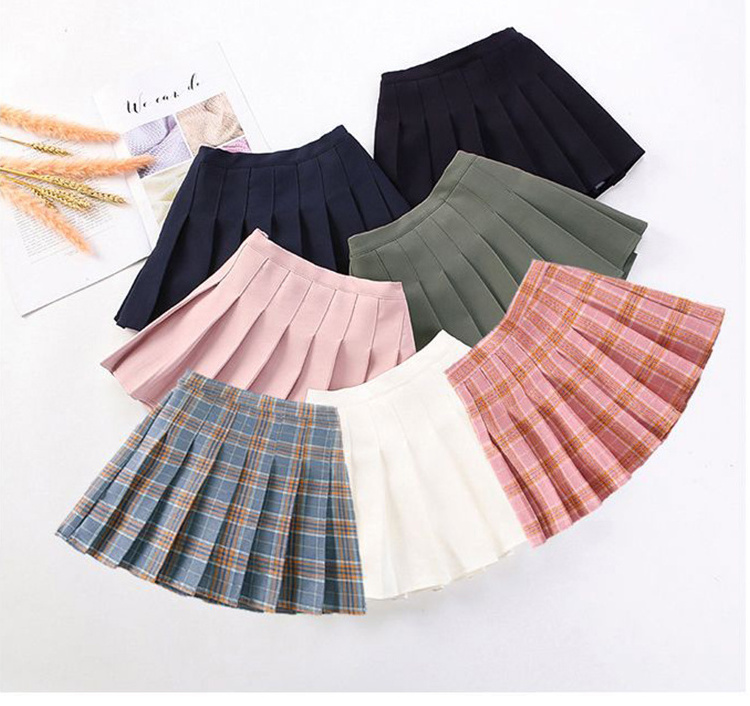 High Quality British Style Girls Student Skirt Design Navy Blue Half Skirt School Uniform Pleated Skirt