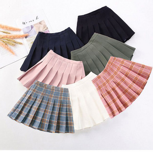 High Quality British Style Girls Student Skirt Design Navy Blue Half Skirt School Uniform Pleated Skirt