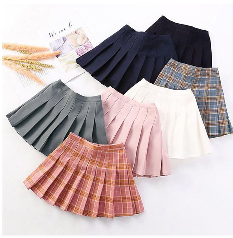 High Quality British Style Girls Student Skirt Design Navy Blue Half Skirt School Uniform Pleated Skirt