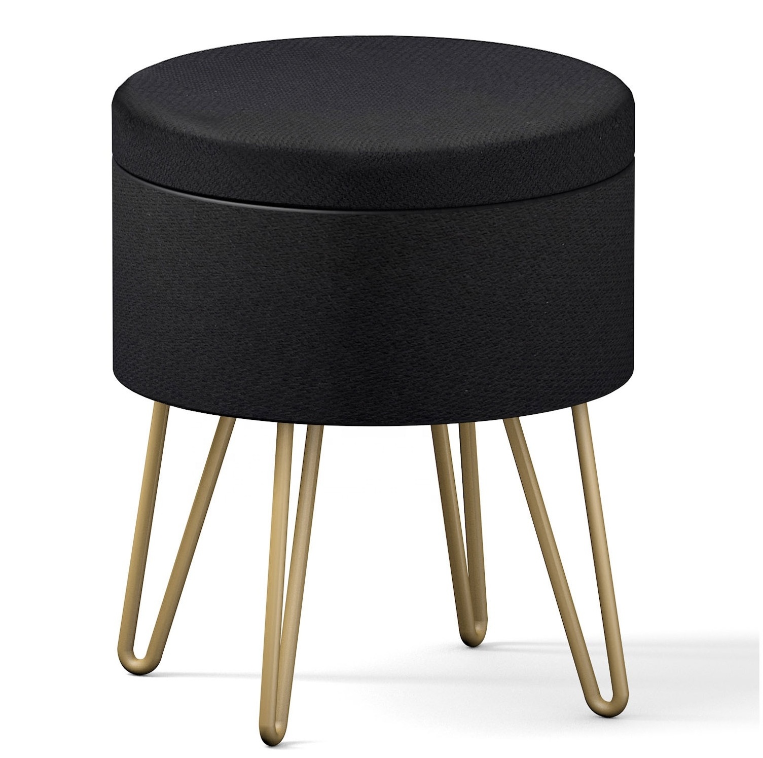 Modern vanity changing shoes chair velvet dinning chair low small round metal ottoman storage foot stool chair